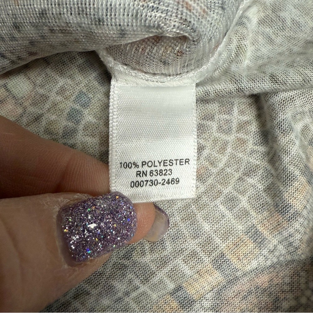 Christopher & Banks XL mosaic Multicolor Patterned Top sequins 3/4 sleeve - Picture 3 of 8